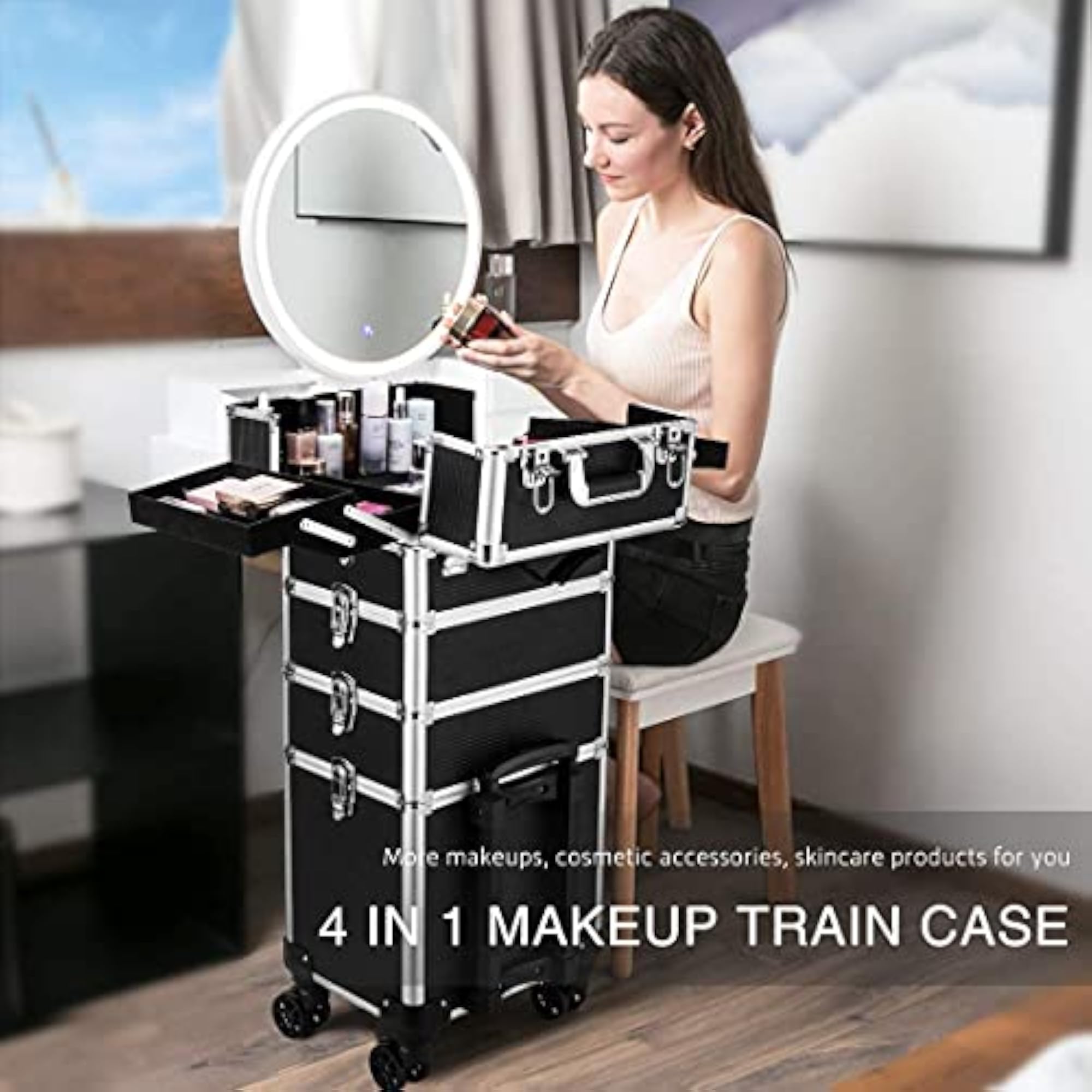 Professional Hairdressing Case, Aluminium Cosmetic Trolley