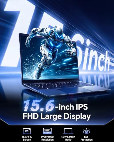 Image of 15.6 Inch Laptop with AI, Office 365, 12GB RAM 256GB SSD, Quad-Core Processor, Win 11 Home Laptops Computer, IPS FHD, 180Viewing, Type-C, WiFi 5, BT4.2, Portable Thin Laptops - Gray