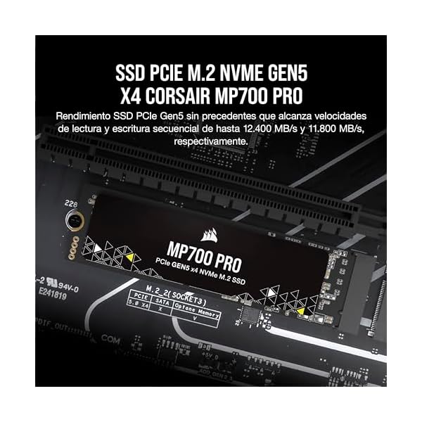 Corsair MP700 Pro 1TB SSD M.2 PCIe Gen5 x4 hasta 11.700 MB/s - Image 3