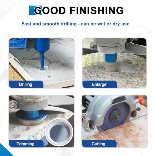 Image of Diamond Core Drill Bit Set - BRSCHNITT Tile Hole Saw Kit 1 /4 inch*2 /5 /16 inch /4 /5 inch 1 inch 1-3 /8 inch2 inch /3 inch /4 inch /5 inch& 4 /5 inch Finger Bit & 2 inch Chamfer Bit for Porcelain Tile Ceramic Marble Granite Diamond Blade & Adapters.