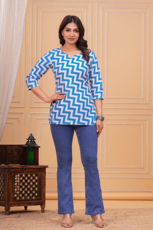 Image of SIROTA Rayon Short Top for Women | Tunic for Jeans | Western Short Kurti | Stylish Straight Ladies Kurta | Ethnic Kurta for Girls