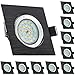 Produktbild 10er LED Einbaustrahler Set Bicolor (chrom / schwarz) mit LED GU10 Markenstrahler von LEDANDO - 4,5W - warmweiss - 120° Abstrahlwinkel - schwenkbar - 30W Ersatz - A+ - LED Spot 4,5 Watt - Einbauleuchte LED eckig