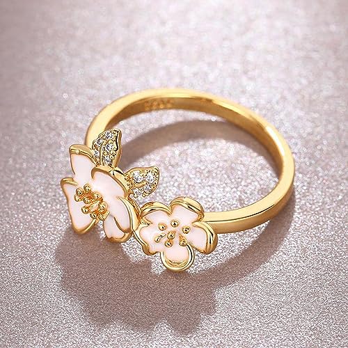 Women's Yellow Gold Plated Flower Band Ring for Wedding Engagement Promise3