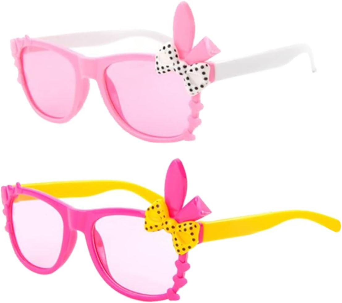 2pcs Easter Boy Girl Sunglasses Ears and Bowknot Fun Party Eyewear Accessories for Boy Girl for Outdoor Activities and Festive Celebrations