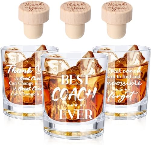 6 Pcs Best Coach Glass Cups Gift for Men 10 oz Whiskey Glasses wi...
