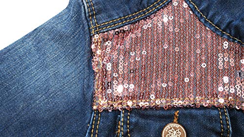 Image of KIDSCOOL SPACE Little Girl Jean Jacket,Flower Embroidered Denim Outfits