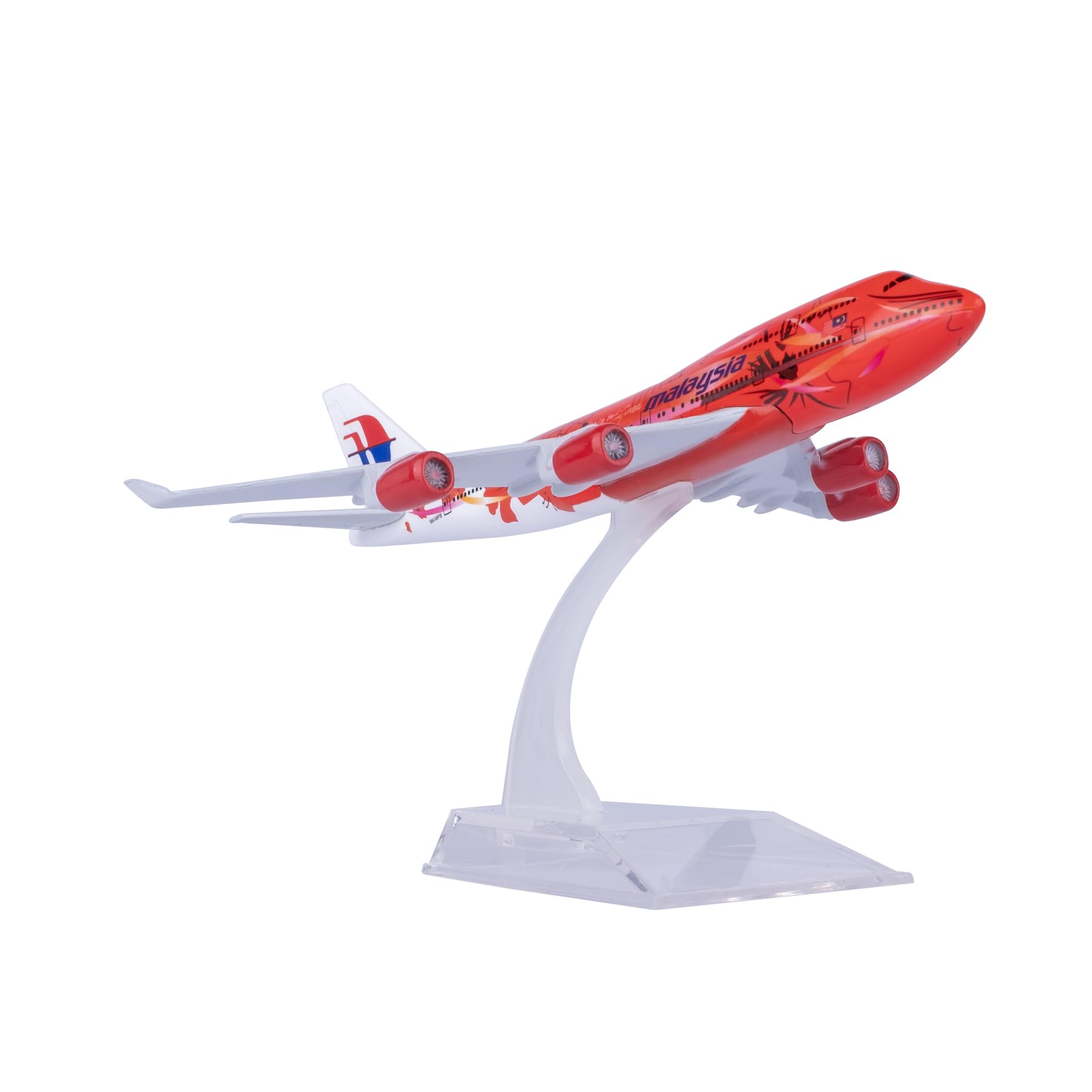 Plane 1/400 Scale Diecast Model Airplanes for adults Malaysia Hibiscus 747 Model Plane for Home/Office Décor