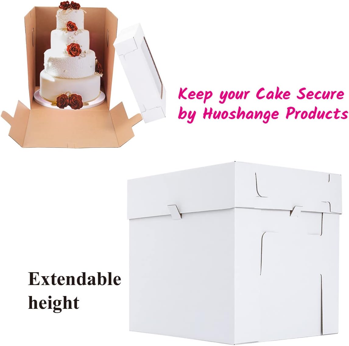 Buy Huoshange Tall Cake Boxes with Window,3 Sizes 6 Pack 8x8x10