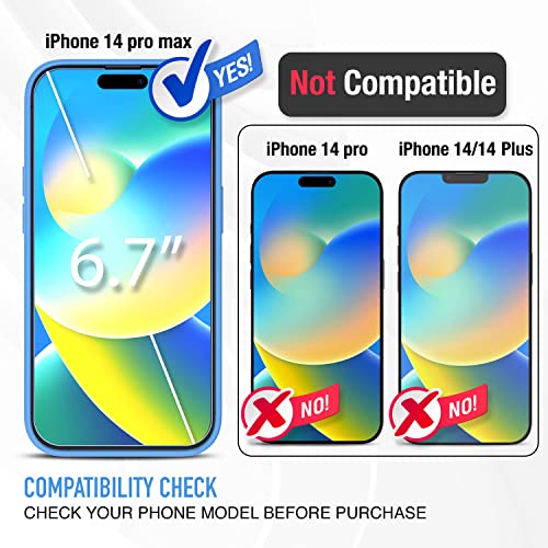 Image of Trianium [6 in 1 Designed for iPhone 14 Pro Max Case Silicone (Blue), with 3 Pack Screen Protector + 2 Pack Camera Lens Protector, Bundle Protection Kit HD Tempered Glass Cover 6.7 Inch 2022