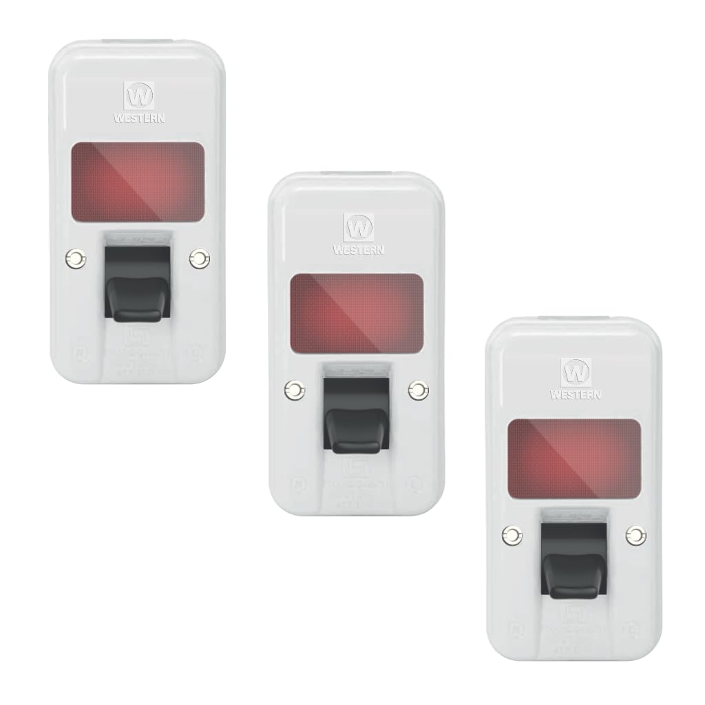 WESTERN ECO Surface D.P. Switch 32 Amperes with Indicator 240V Milky White Heavy Duty Switch | Unbreakable Surface D.P. Switch with ISI Mark (Pack of 3)