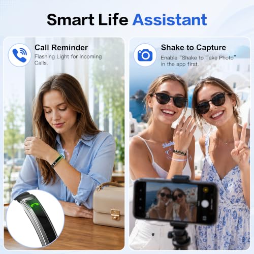 Image of Smart Bracelet for Women & Men, Health Activity & Fitness Tracker | Sleep Tracking, 24 /7 Heart Rate & Stress Monitor, Slim 16g Lightweight, 7-10 Day Battery, Free App, No Subscription, 2 Bands