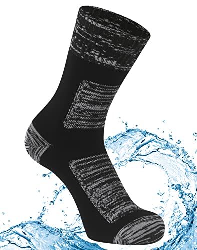 Agdkuvfhd Waterproof Socks for Men, Warm Quick Dry Outdoor Neoprene Boot Socks for Skiing Camping Hiking Trekking Fishing Birthday Gift(Black, Large)