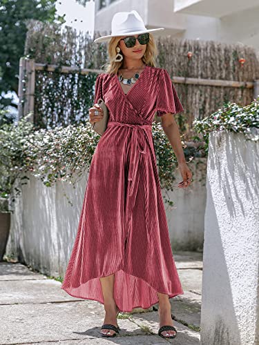 Image of BerryGo Women's Velvet V Neck Wrap Semi Formal Dress Cocktail Party Maxi Dress for Wedding Guest