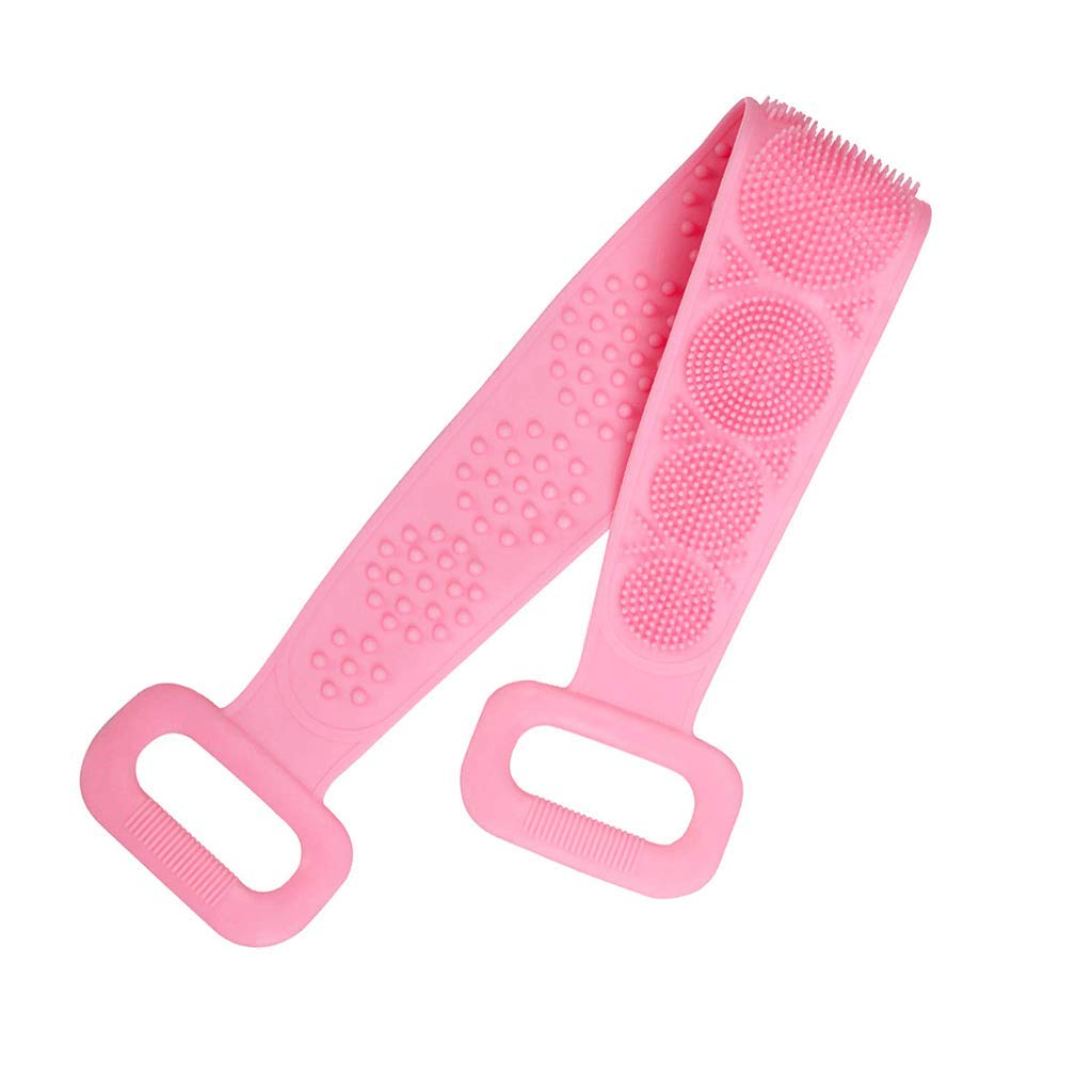 Silicone Back Scrubber for Shower,Thicken Handle Body Washer,Exfoliating Texture Scrubbing Pad,Back Cleaning Shower Brush Can Improves Blood Circulation and Skin Health (Cherry blossom powder)-image-15