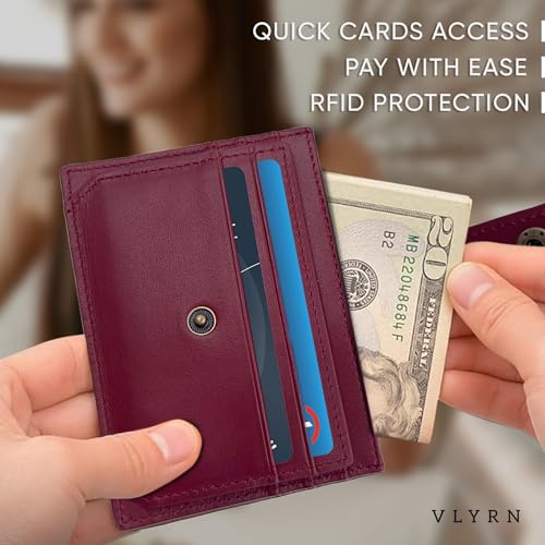 VLYRN Women's Bifold Slim *Mini* Wallet/Cardholder With RFID Blocking (Burgundy) (8 slots total - *1 card/slot)4