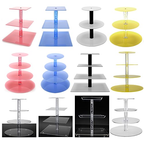 3 Tiers Large Acrylic Cupcake Stands, Serving Tray with Borders, Tiered