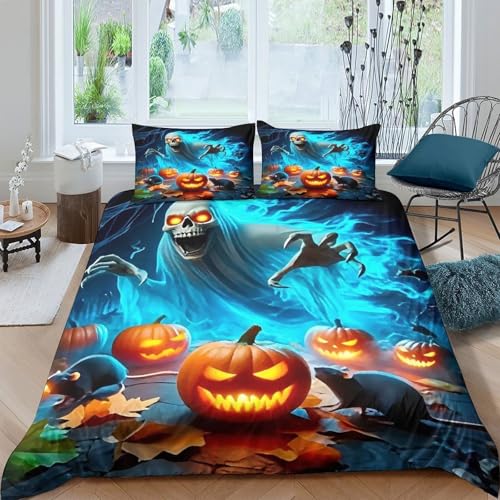 Housse de couette citrouille fantôme lit 2 personnes microfibre 3D - 2