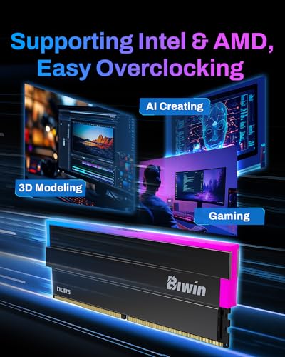 Image of BIWIN Black Opal DW100 DDR5 RGB RAM 32GB (16GBx2) 6000MHz CL30 Comptuer Memory XMP 3.0 AMD EXPO Intel XMP Compatible-Black