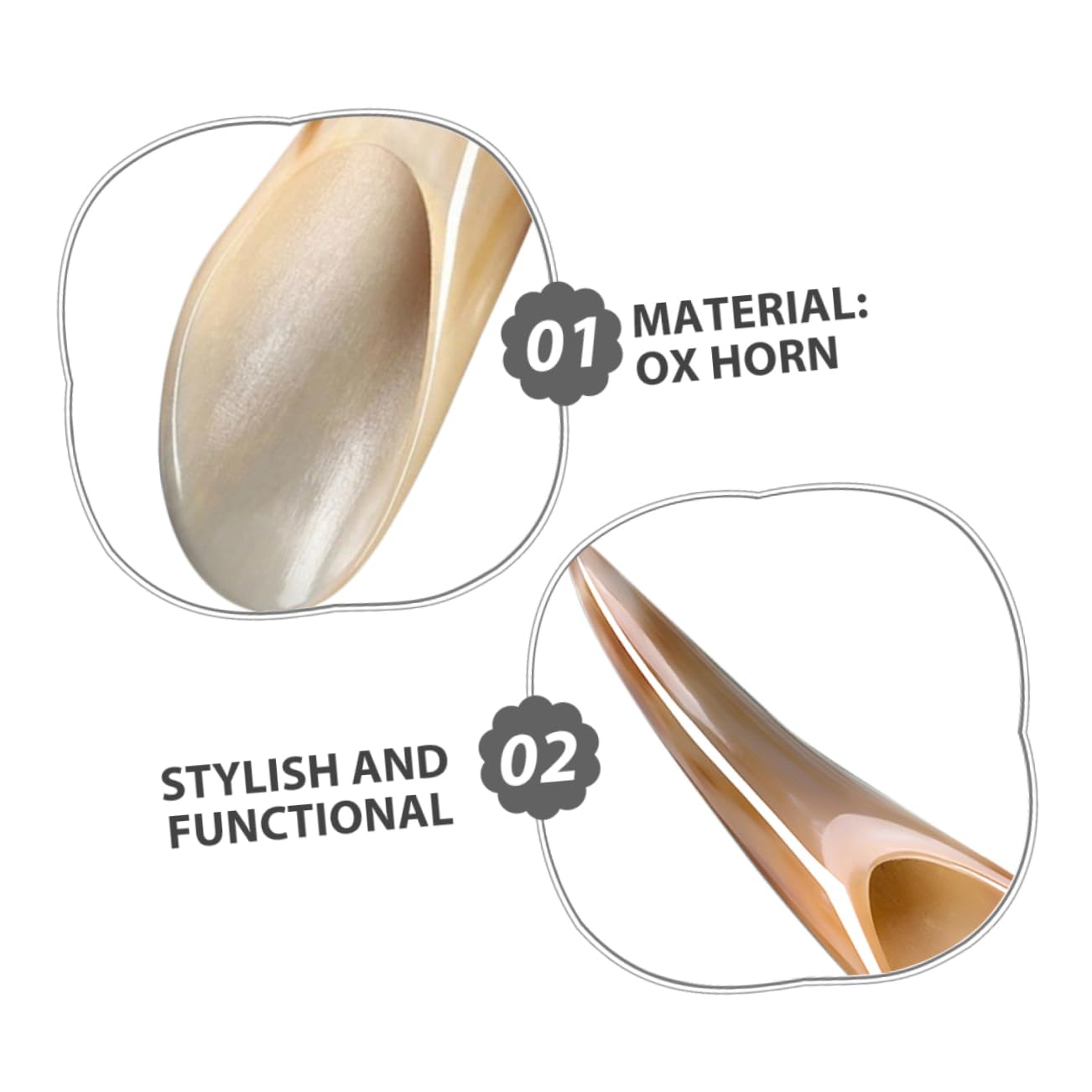 Strumento Gua Sha Facciale 2 Pezzi in Corno di Bue Khaki | Tocco Liscio e Confortevole, Portatile per Viaggio e Casa, Massaggio Manuale Viso e Corpo