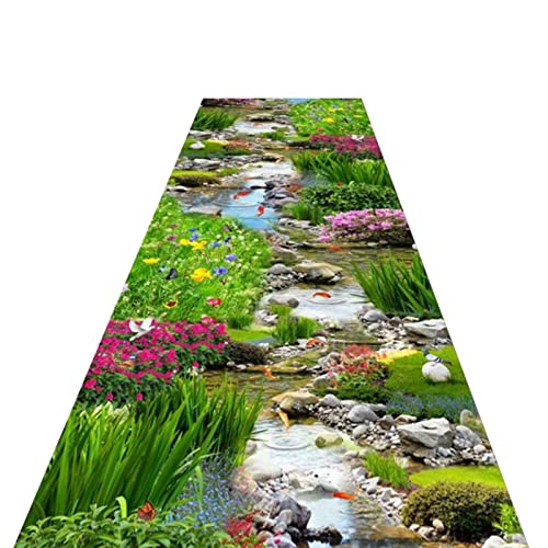 BBHW Dywan Dywanik Tapis Intérieur Extra Long de Coureur de Paillasson, Tapis de Sol de Cuisine Antidérapant de Style Pastoral Oriental, pour Le Salon Chambre Salle à Manger Entrée