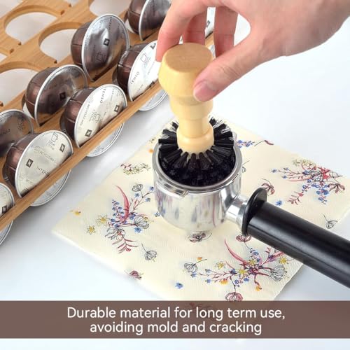 Image of Supvox 1Pcs Portafilter Cleaning Brush Wooden Handle Bristle Brush for 51mm /54mm Portafilter Basket Coffee Machine Cleaning Brushes Tool Kitchen Cleaning Brush