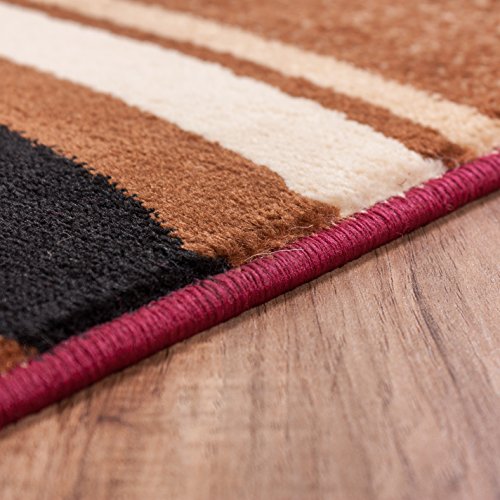 Well Woven Barclay Arcs & Shapes Red Modern Geometric Area Rug 5'3" Round #TOP4