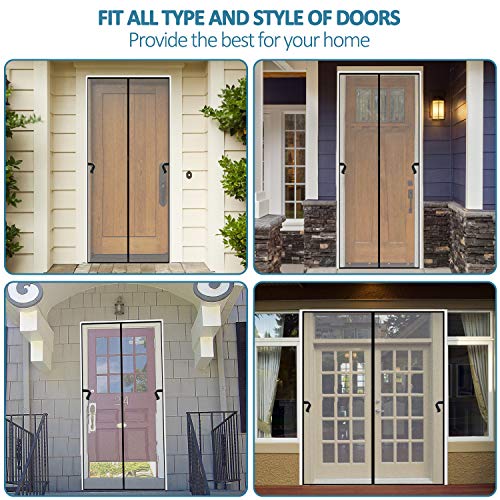 Magnetic Screen Door Fits Door Size 64"X80" Snap On Screen Door Magnets Mesh Screen Curtain Sliding Door Mosquito Door Net With Heavy Duty For Frech Door/Entry Door/Interior Door/Patio Door #TOP4
