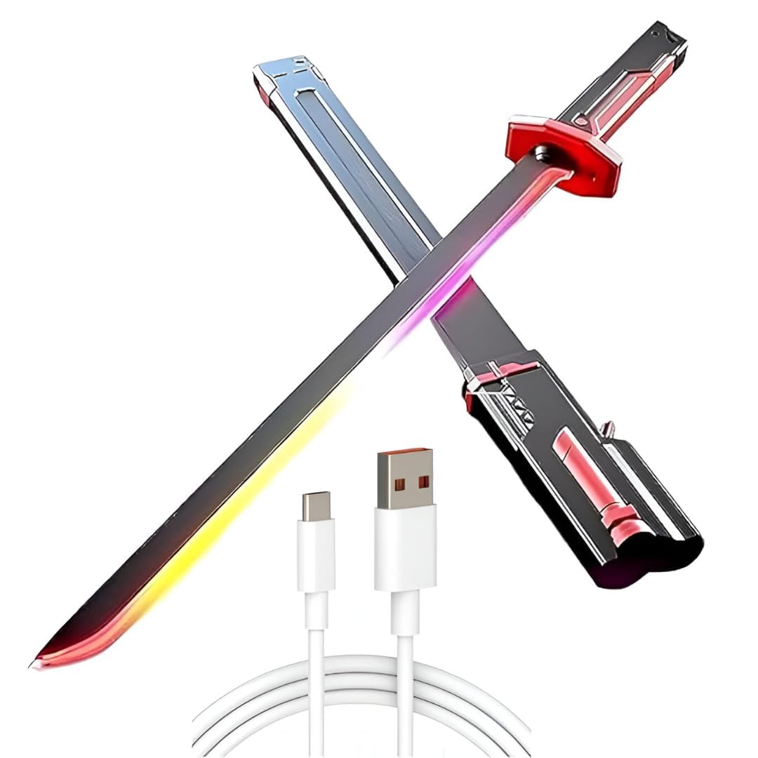 LED Light Sword Toy with Smoke & Sound, Rechargeable Cosplay Sword (NO Spark Effects)-image-40