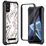 Mxfdegf for Cloud Mobile Stratus C8 Phone Case,with Tempered Glass Screen Protector, Durable PC and TPU Bumper Raised Corner Edge Case for Cloud Stratus C8,Bird Cherry Blossom