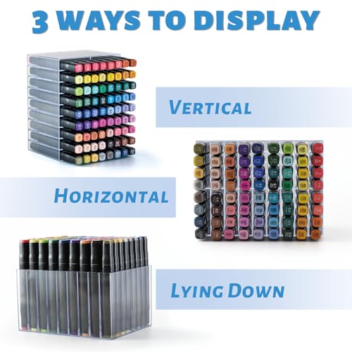 Image of Acrylic Marker Holder Organizer, 18 Slots, Holds 72 Markers, Marker Storage Rack for Desk