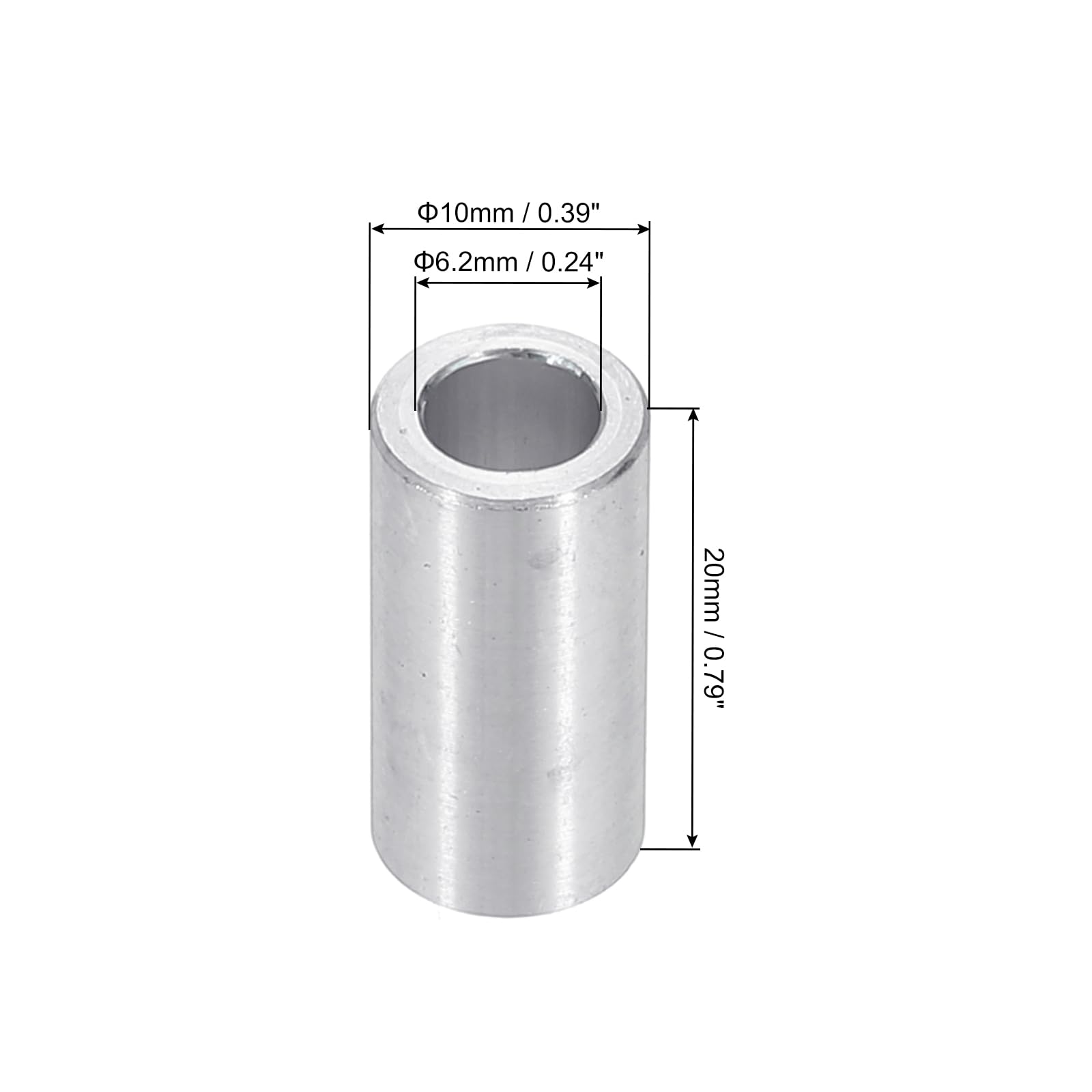 PATIKIL M6 Aluminum Spacers, 6pcs 1/4" x 3/8" Round Metal Spacers for 1/4 or M6 Screw Bolts - Image 2