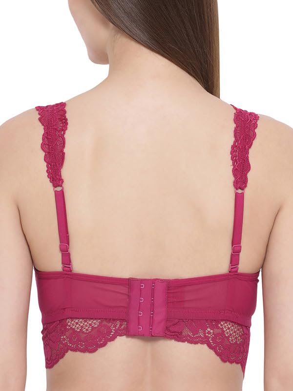 Image of Clovia Women Lace Solid Padded Full Cup Wire Free Bralette Bra