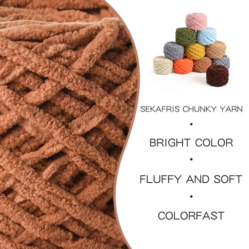 Image of 3 Pack Fluffy Chenille Chunky Yarn for Crocheting 100g(65.6yd) - Baby Yarn for Crocheting Soft - Velvet Yarns for Crochet Blanket - Amigurumi Crochet Yarns (Light Tan)