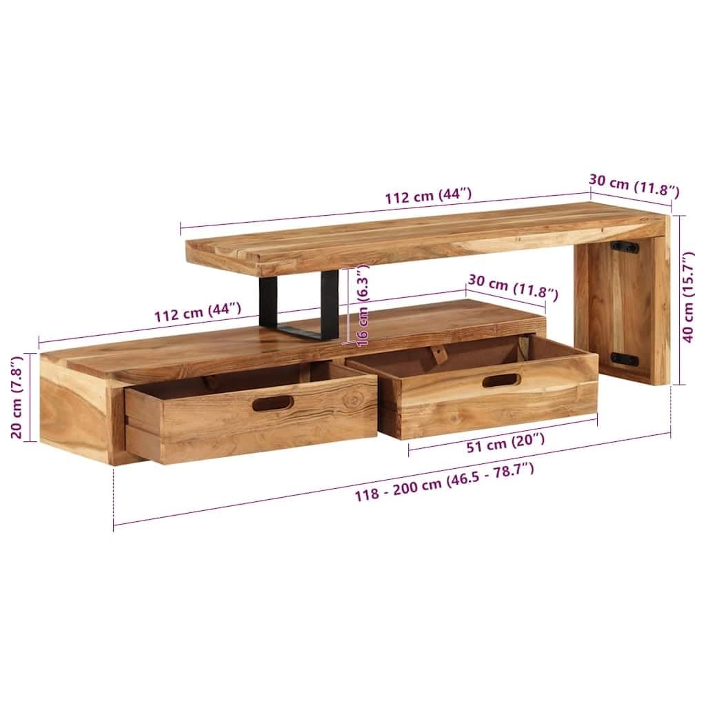 vidaXL TV Schrank, Fernsehschrank mit viel Stauraum, Lowboard für Wohnzimmer Fernseher, HiFi Schrank TV Möbel Fernsehtisch, Massivholz Akazie