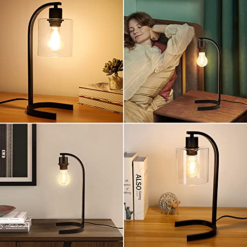 Depuley Industrial Metal Table Lamp, Industrial Nightstand Lamp With Glass Shade, Black Antique Style Desk Lamp For Bedroom, Living Room, Office, Dorm (E26 Bulb Included) #TOP2
