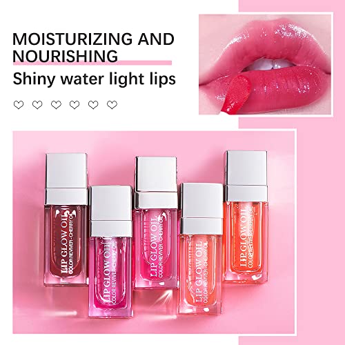 Plumping Lip Oil, Long Lasting Hydrating Gloss Tinted Balm Non-Sticky Revitalizing, Tinting Care Oil For Dry (Cherry) #TOP5