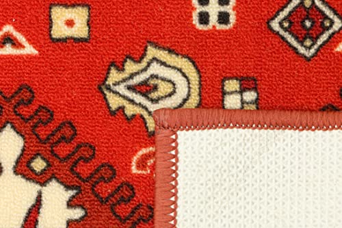 Image of THE HOME TALK Modern Polyester Area Rugs |Carpets for Living Room, Kitchen, Kid's Room, Bedroom |Microfiber Polyester Rugs |Shaggy Floor Carpet |Anti Skid Store(Dusty Red, 55x135 Cm)