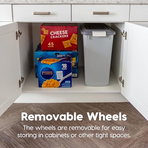 IRIS USA Dog Food Storage Container with Wheels, Airtight Lid, 2-Cup Scoop, Up to 40 Pounds Pet Food Storage, Built in Scoop Storage in Lid, Versatile Pet Food Bin, Portable, BPA Free, Gray/Dark Gray - Image 6