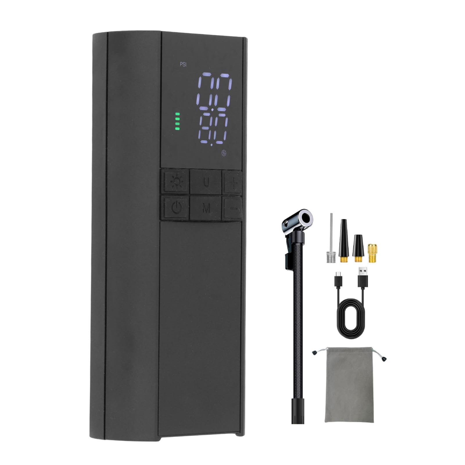 Elektryczna Pompka do Opon 8000 MAh, Przenośna Pompka do Opon ze Stopu Aluminium, Inflator 150 Psi z Manometrem, Lampka LED i Power Bank do Samochodu, Motocykla, Roweru, Piłek i