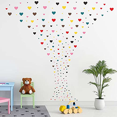 Anfrjji Heart Wall Decals In 6 Mix Colors, 222 Removable Pvc Heart Stickers For Kids And Baby Room Decor, Nordic Style Wall Art Jwh156 (Brown+Teal+Lighe Yellow+Soft Pink+Red+Black) #TOP3