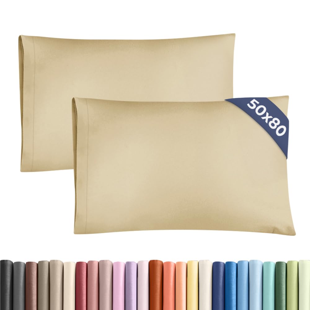 Federa 50x80 Beige - Set da 2 - Federe in Microfibra di Alta Qualità - Morbide, Confortevoli e Lavabili in Lavatrice - Federa 50x80 per Cuscini, Set 2 Federe Beige - OEKO-TEX Certificato