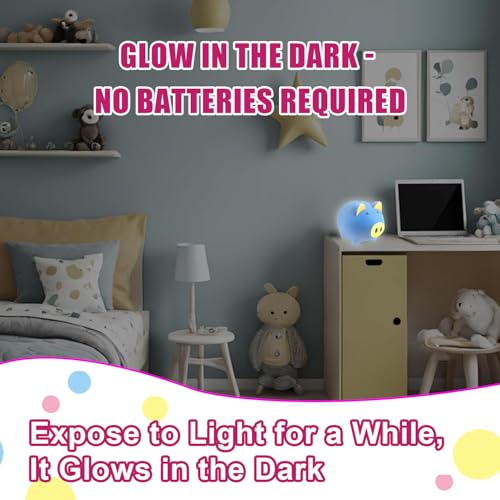 Image of Piggy Bank for Kids, Piggy Bank for Boys, Glow in the Dark | Glow in the Dark Plastic Piggy Bank, Coin Bank Suitable for Boys and Girls