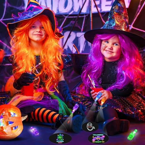 CHENBOOW Halloween Leuchtringe,36 Stück Finger Lampe,LED Fingerlichter,Leuchtende Ringe,LED Bunt Fingerlicht,Fingerring Leuchtringe,für Karneval,Fasching,Mottoparty,Halloween,Cosplay Party