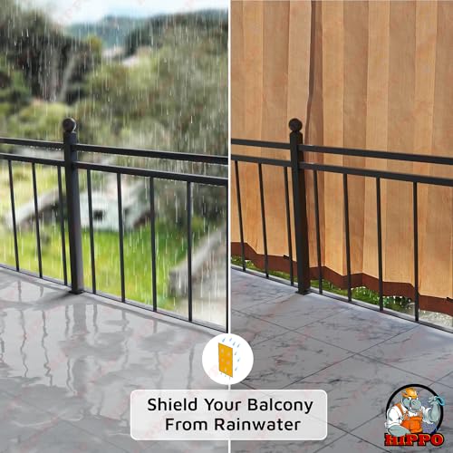 Image of HIPPO HDPE Coated Waterproof Outdoor Balcony Curtain 260 GSM - Rain, Sun & Dust Protection Light Filtering Curtains for Home, Garden, Veranda & Hotel (4 Feet X 8 Feet, 2IN1 Bamboo-Mocha, 2 PC)
