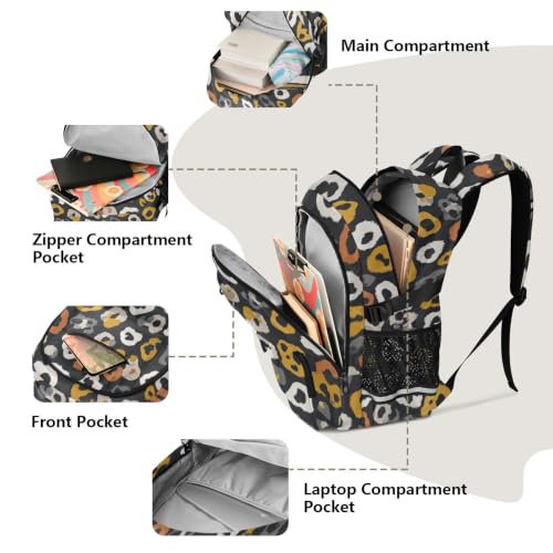 Mochila de viaje grande bolsa de trabajo universitaria con patrón de leopardo gris 5