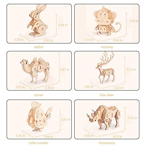 3D Wooden Animal Puzzle Model Kit Toys For Kids Puzzle Build 3D Puzzles Educational Crafts Building Engineering Diy Steam Stem Learning #TOP4