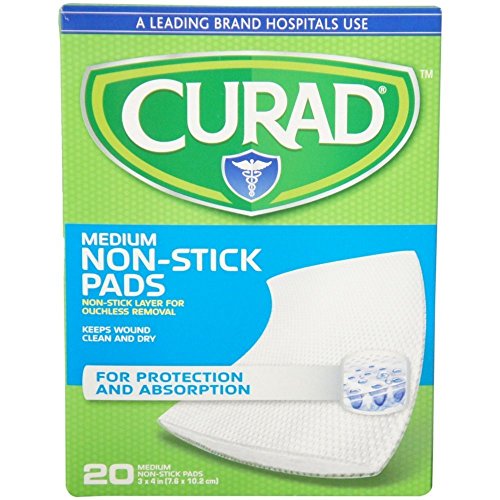 Curad Medium Non-Stick Pads 3 Inches X 4 Inches 20 Each (Pack of 4)