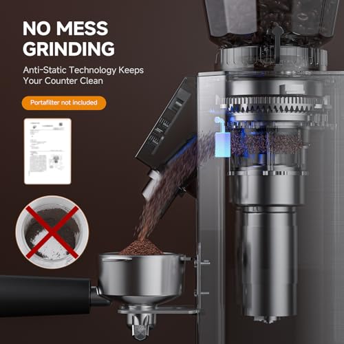 Image of AMZCHEF Burr Coffee Grinder with 45 Settings, Anti-Static, Ice Silver