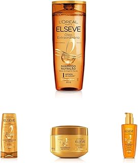 Kit L'Oréal Paris Elseve Óleo Extraodinário: Shampoo 400ml + Condicionador 400ml + Creme de Tratamento 300g + Leave In Anti Frizz Protetor Térmico 100ml