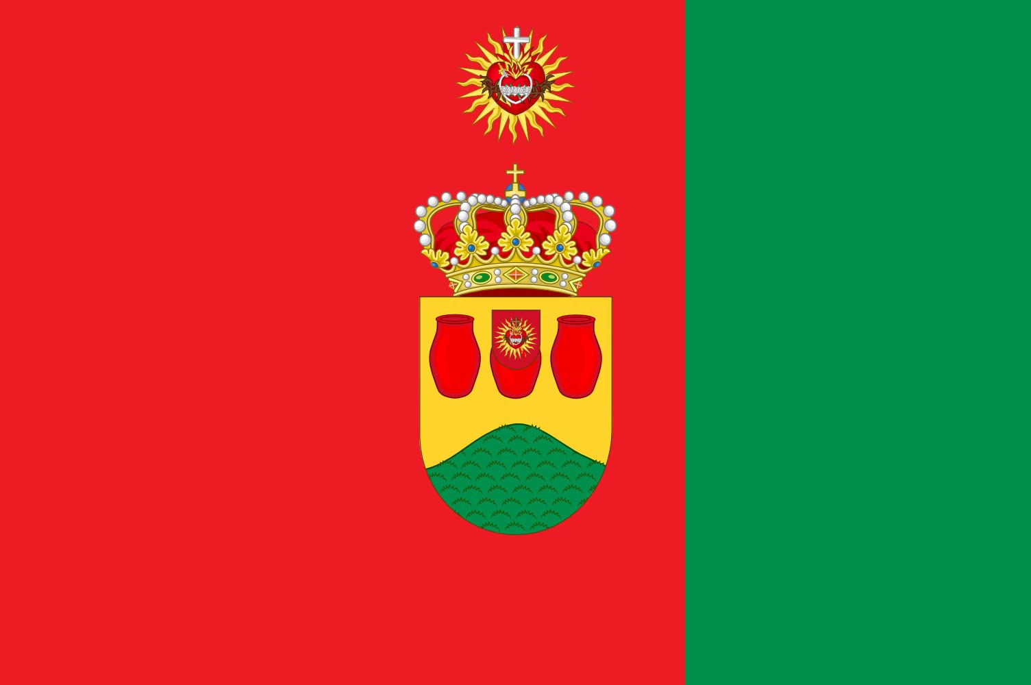 Drapeau d'Alcorcón aux Sacrés-Cœurs : étoffe noble pour cérémonies